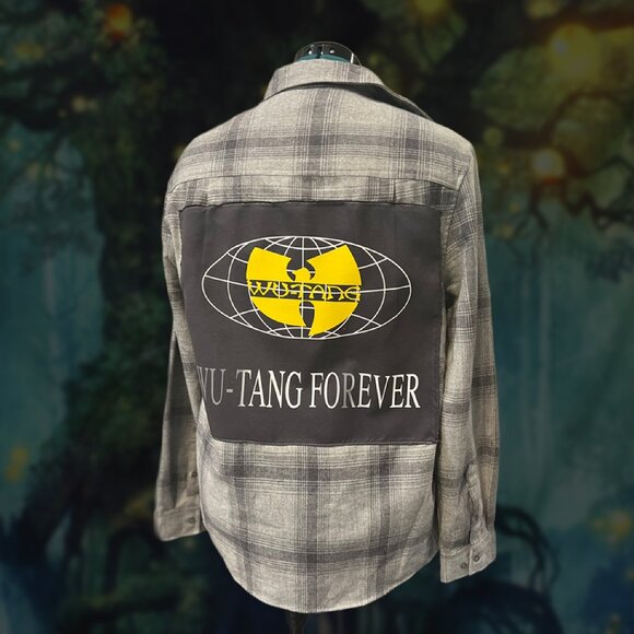Upcycled Wu-Tang Clan oversized Flannel • NWT Plaid Shirt • Size M - Picture 3 of 5
